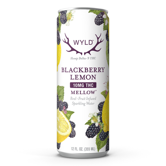 Wyld Blackberry Lemon Delta-9 10mg THC Sparkling Water in a 12oz can.
