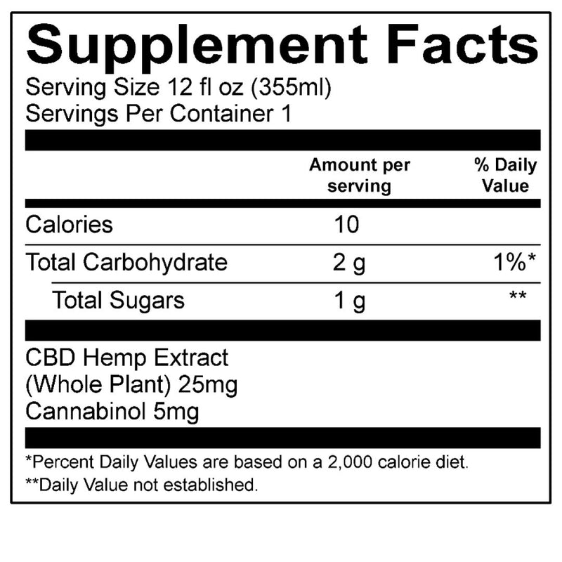 Blueberry Pomegranate CBD:CBN Sparkling Water | CBD-Only nutrition facts