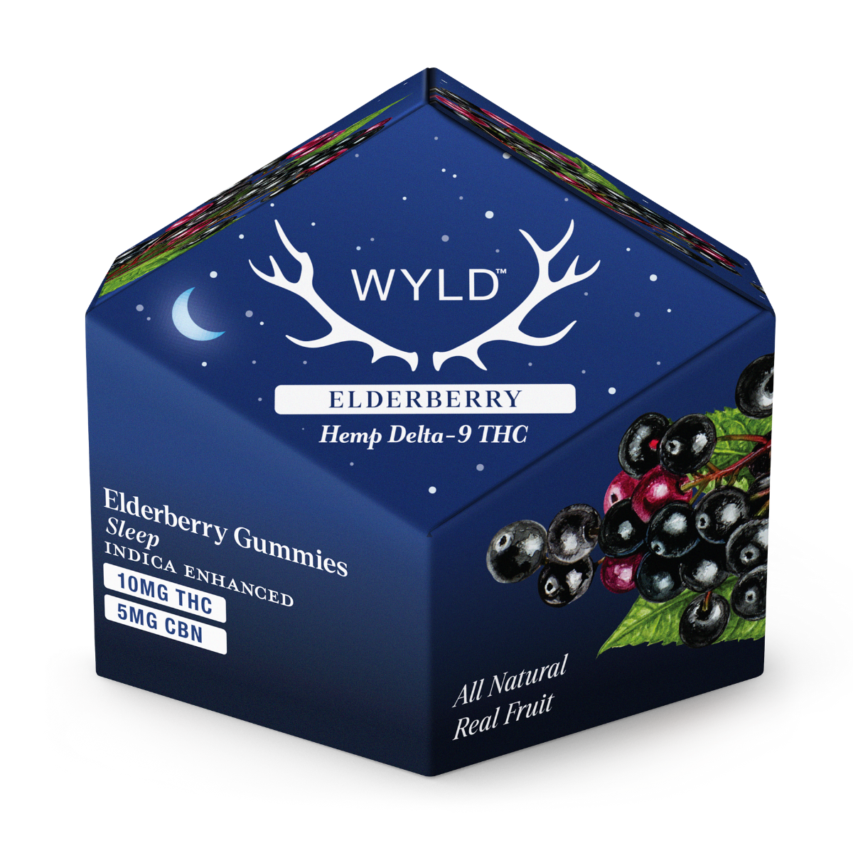 Wyld Hemp Delta 9 THC & CBN Elderberry Gummies for sleep. Package of 10 gummies.