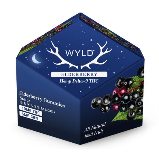 Wyld Hemp Delta 9 THC & CBN Elderberry Gummies for sleep. Package of 10 gummies.