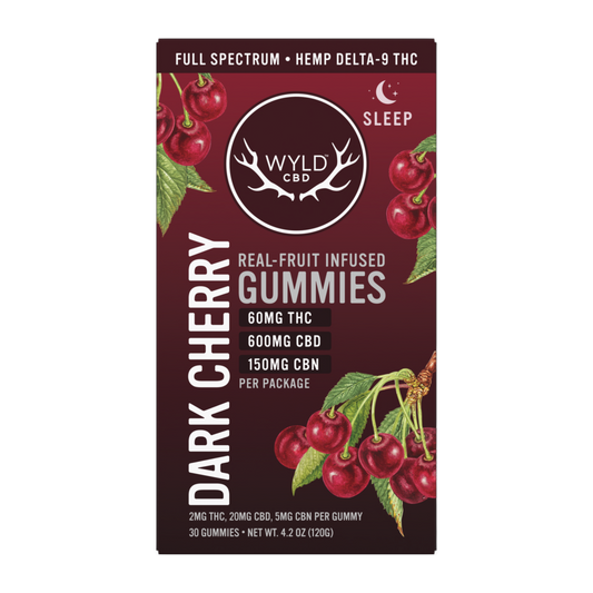 Low-dose Wyld Dark Cherry Gummies in a 30 gummy package.