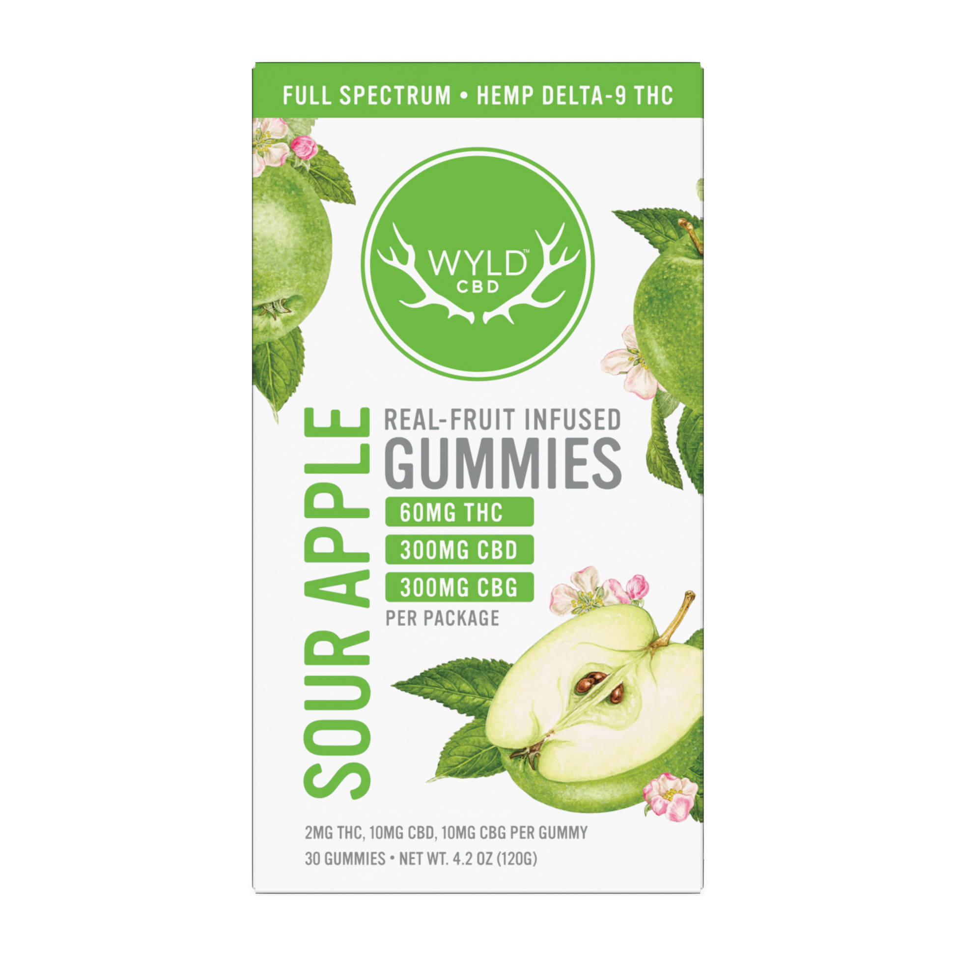 Wyld Sour Apple Low-Dose Gummies in a 30 gummy package.