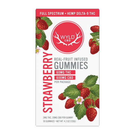Wyld Strawberry Low-Dose Gummies in a 30  count package.