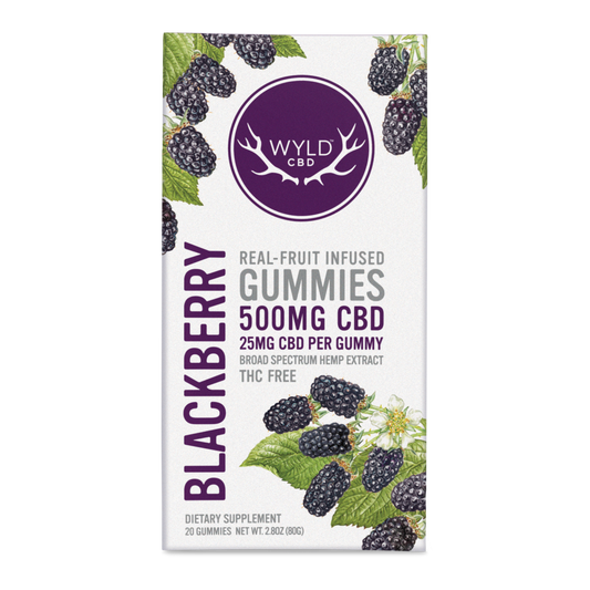 Wyld Blackberry CBD Gummies infused with real fruit.