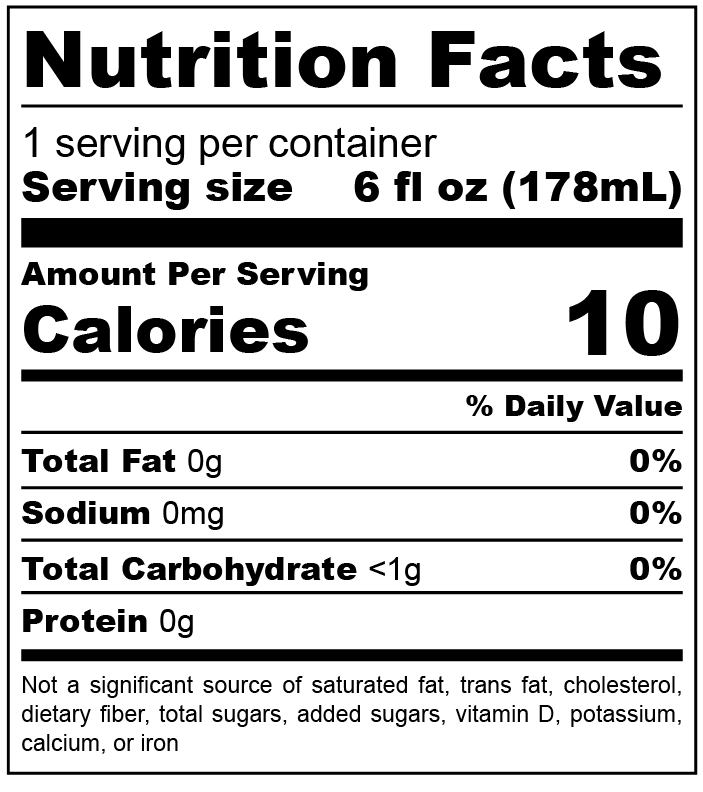 Blackberry Lemon THC Sparkling Water | Mellow nutrition facts