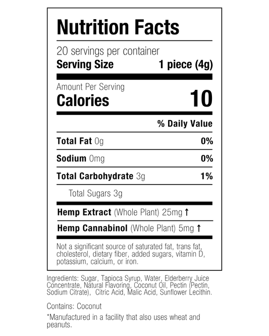Elderberry CBD:CBN Gummies | 25mg CBD:5mg CBN
