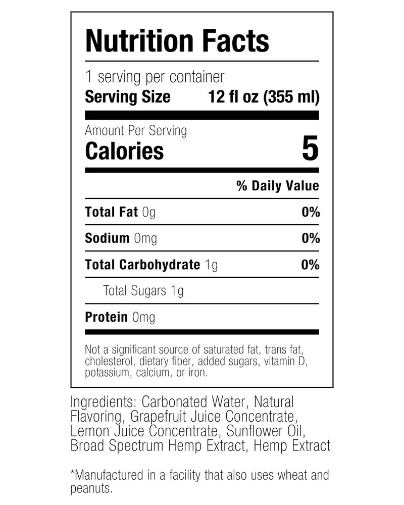 Grapefruit CBD:CBG Sparkling Water | 20mg CBD:10mg CBG