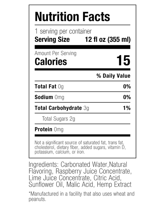 Raspberry Lime THC Sparkling Water | 10mg THC
