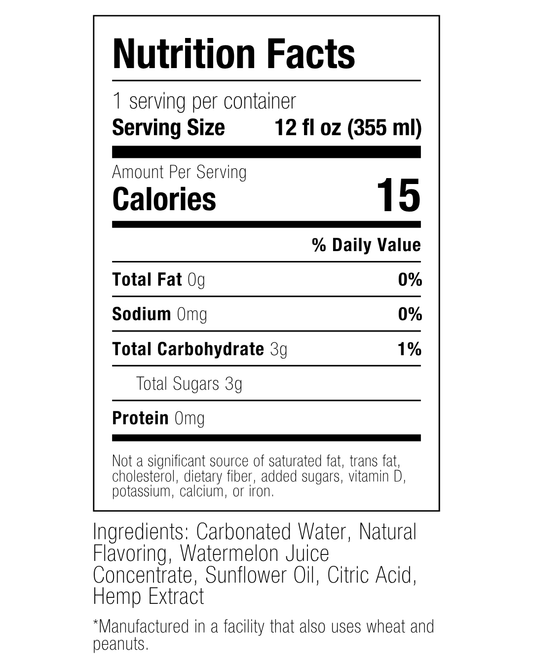 Watermelon THC:CBG Sparkling Water | 10mg THC:10mg CBG
