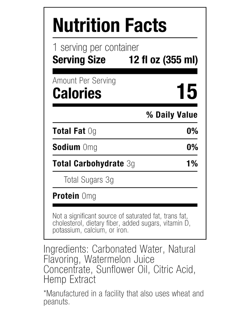 Watermelon THC:CBG Sparkling Water | 10mg THC:10mg CBG