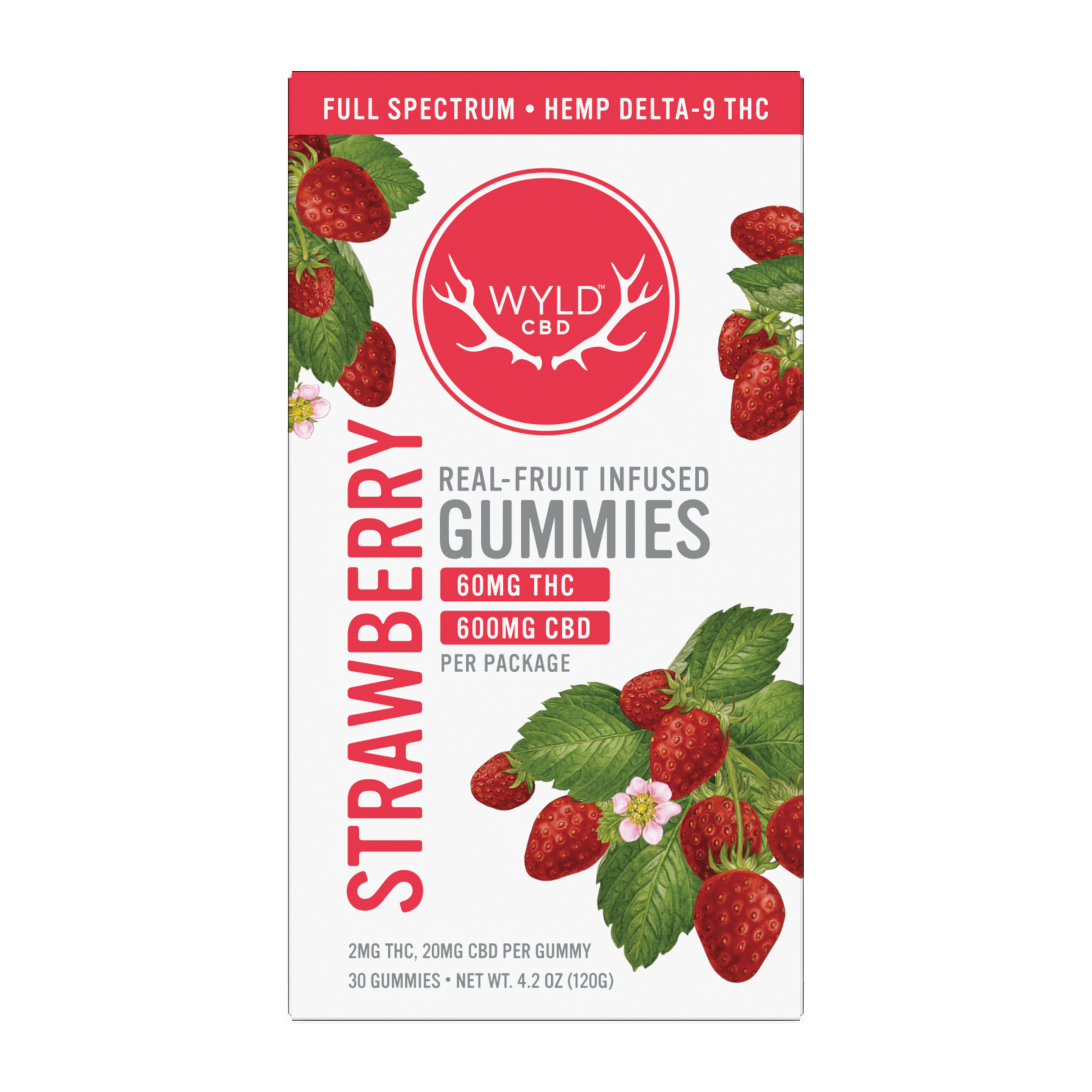 Wyld Strawberry Gummies | 20mg CBD + 2mg THC | Calm | Wyld Wyld Strawberry Gummies | 20mg CBD + 2mg THC | Calm | Wyld