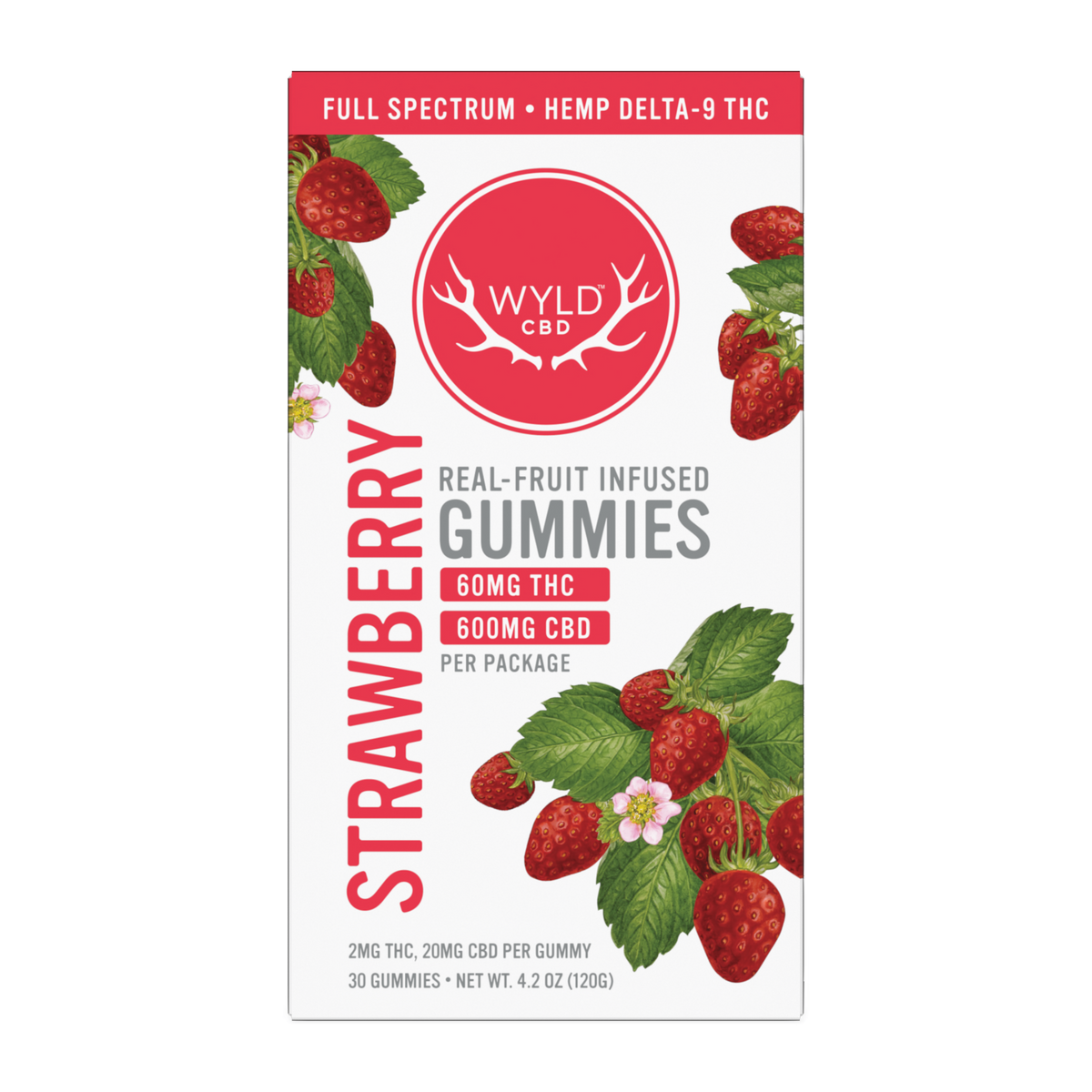 Wild Strawberry ワイルドストロベリー リブバングル-骨4本- Wyld Strawberry Gummies | 20mg CBD + 2mg THC | Calm | Wyld