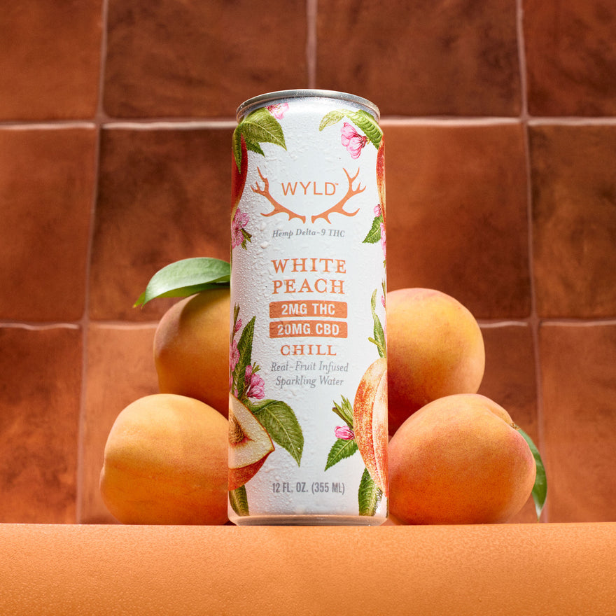 Low-Dose White Peach CBD:THC Sparkling Water | Chill