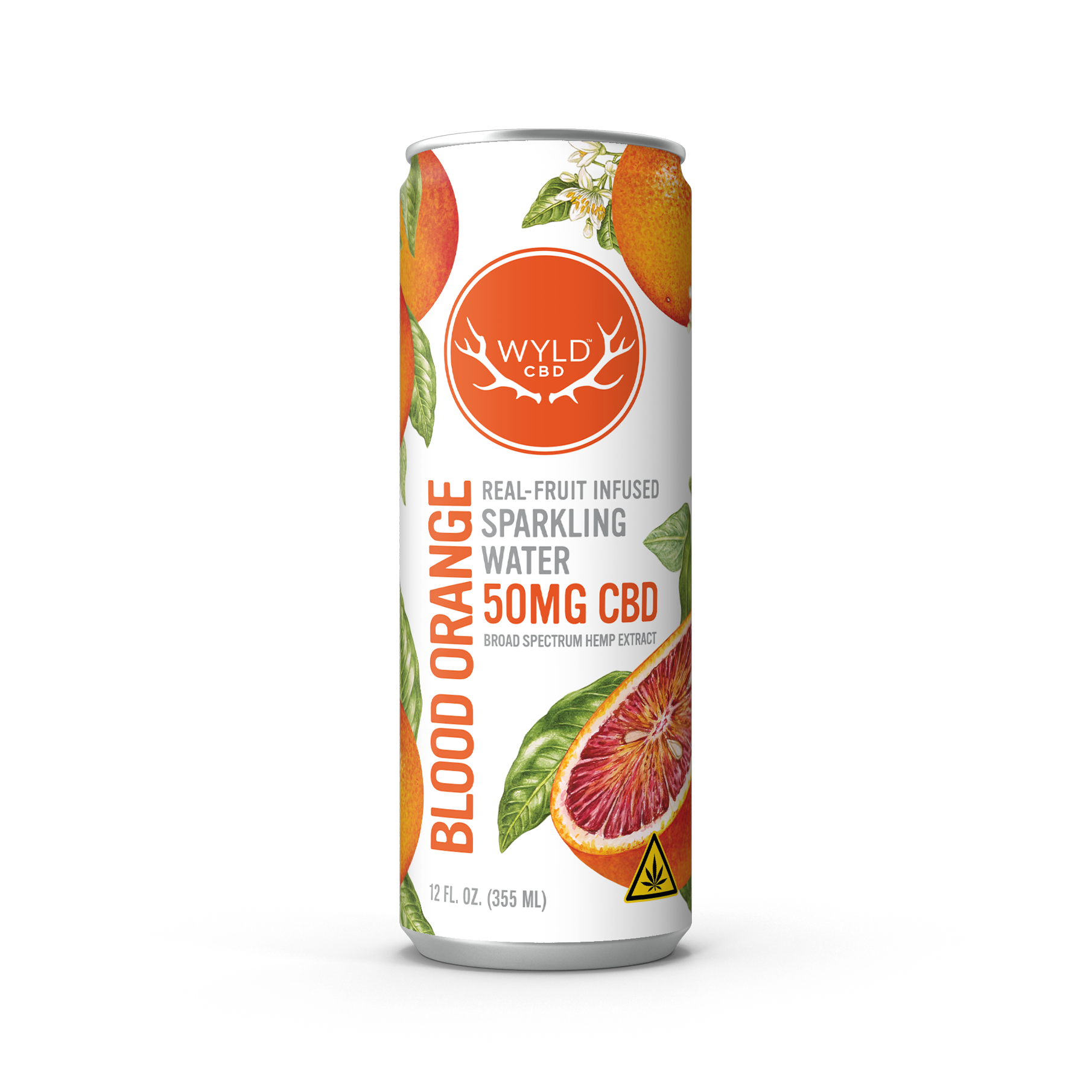 Wyld CBD Blood Orange Sparkling Water with 50mg of CBD in a 12 ounce can.