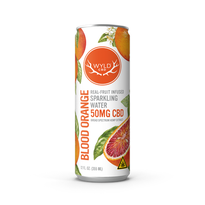 Wyld CBD Blood Orange Sparkling Water with 50mg of CBD in a 12 ounce can.