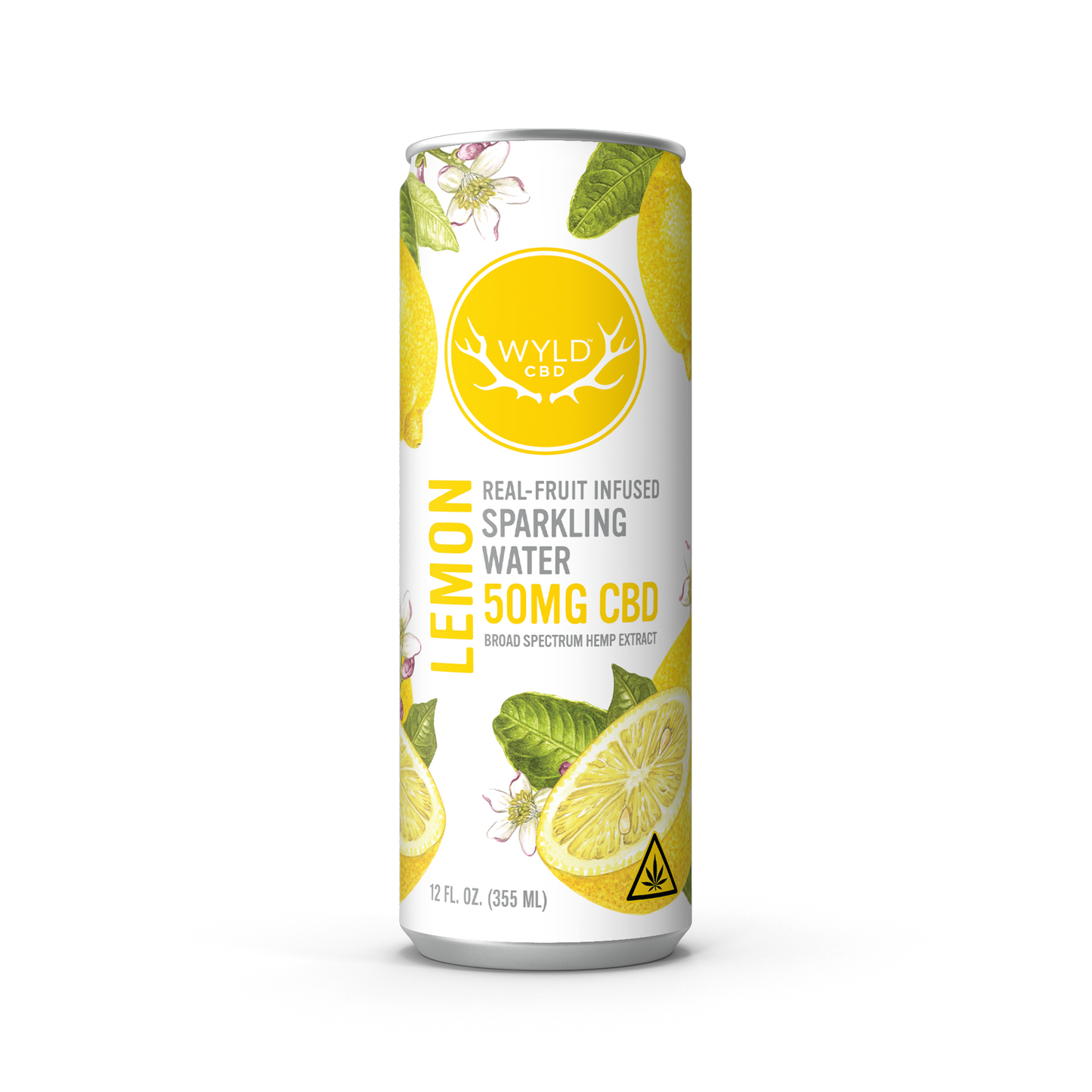 Wyld Lemon Sparkling Water with 50mg of CBD in a 12 ounce can.