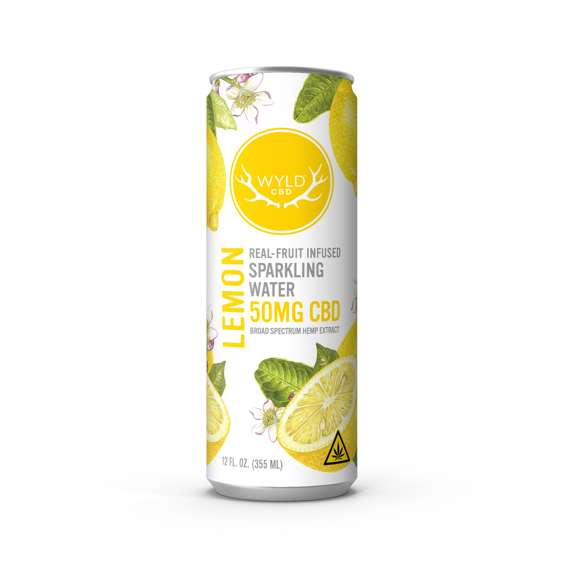 Wyld Lemon Sparkling Water with 50mg of CBD in a 12 ounce can.