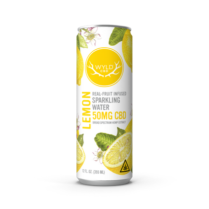 Wyld Lemon Sparkling Water with 50mg of CBD in a 12 ounce can.