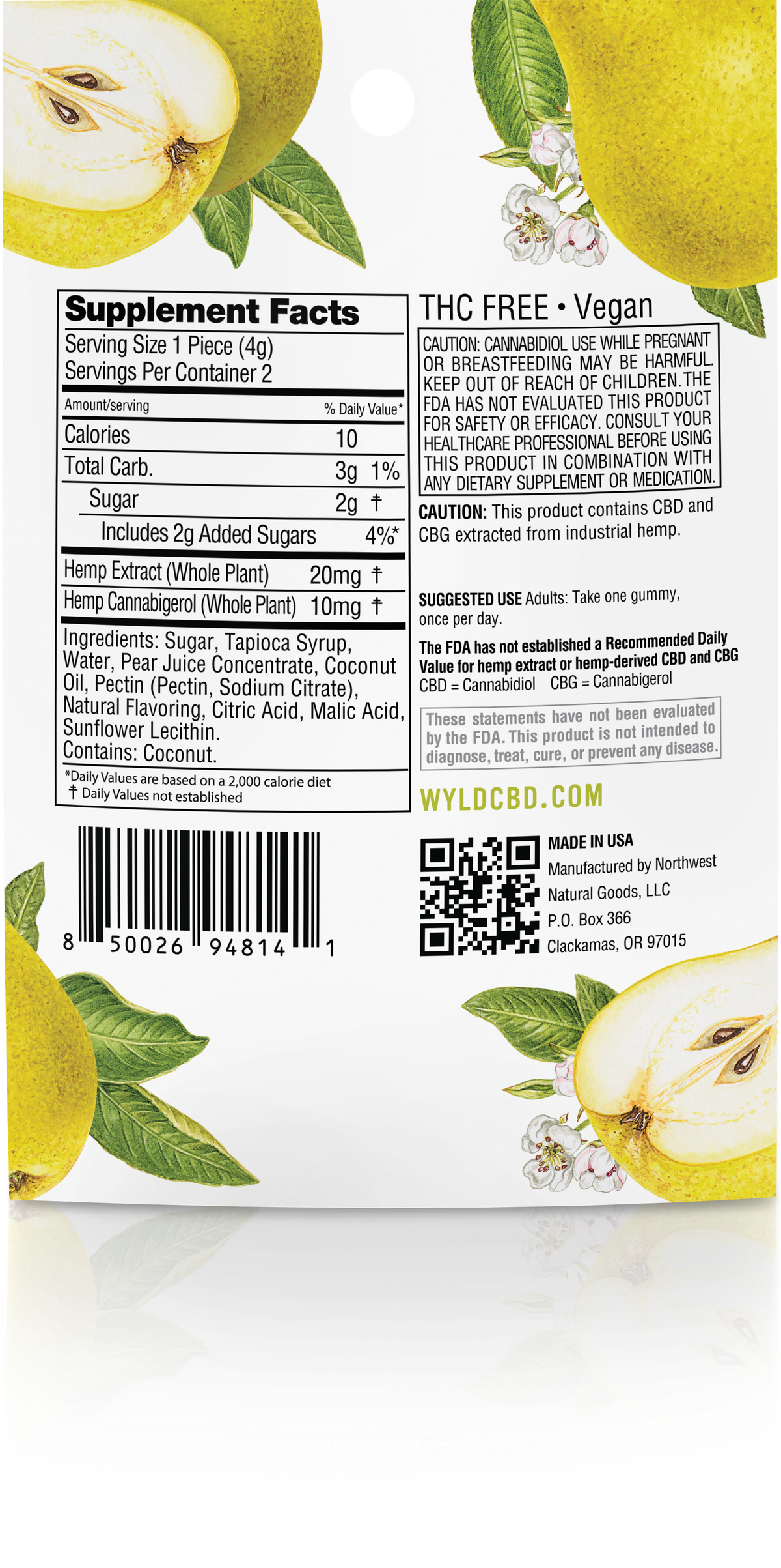 Pear CBD:CBG Gummies | 2-Pack